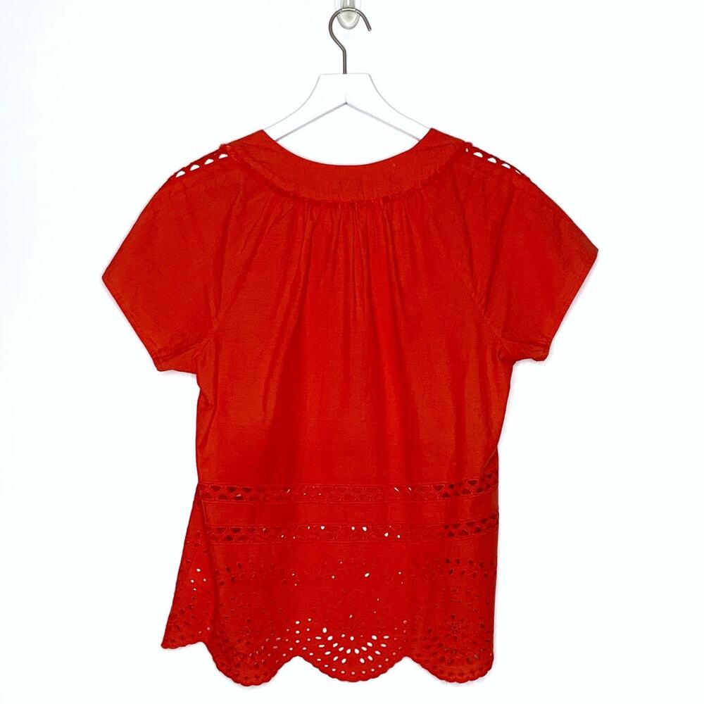 Madewell Eyelet Angelica Peasant Top Rusted Clay size Small - Picture 7 of 9